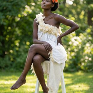 Sheep wool and linen pant ensemble