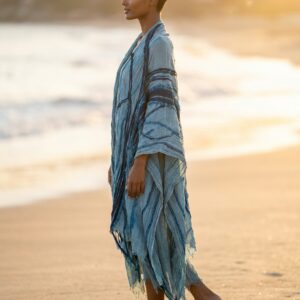 Felt lotus Scarf merino wool with indigo abaya