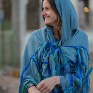 Kashmir  blue felt scarf