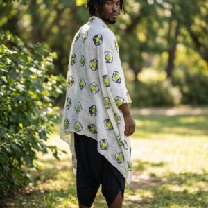 Yellow felt on cheesecloth scarf